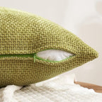 MIULEE Soft Decorative Chenille Fall Pillow Covers Rust Yellow Green 18x18 | - Image 3