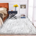 ORINOVA White and Grey Faux Shaggy Fur Rug - Image 7