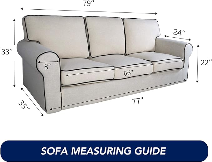 PureFit Stretch Couch Covers for Sofa Large Sofa Slipcovers Gray | 1-Piece Sofa - Image 6
