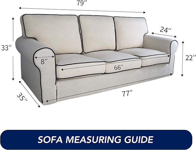 PureFit Stretch Couch Covers for Sofa Large Sofa Slipcovers Tan | 1-Piece Sofa - Image 6