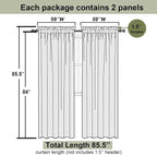Ivory Sheer Curtains 84 Inches Long 2 Panels, Solid Airy Voile Extra Wide - Image 2
