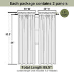 Cream Sheer Curtains 84 Inches Long 2 Pcs, Dual Rod Pocket Breathable Rustic - Image 3