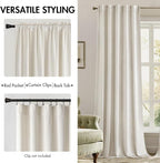 MIULEE Velvet Curtains 52x96 inches 2 Panels Ivory Room Darkening Curtains | - Image 2