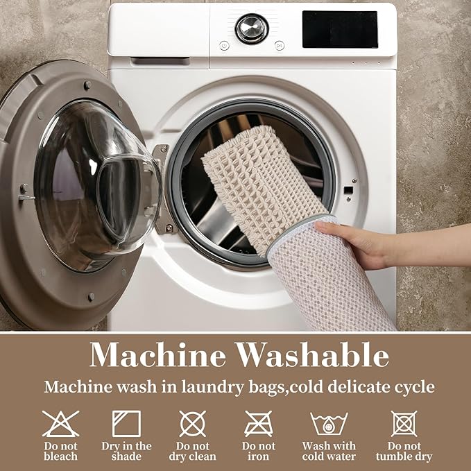 RESARE Waffle Bath Mat for Bathroom Non Slip Bathroom Rugs 18x30 Pale Beige | - Image 6