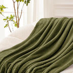 Exclusivo Mezcla Soft Waffle Fleece Bed Blanket Queen Size, Olive | Lightweight - Image 5