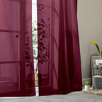 Sheer Burgundy Curtains for Bedroom Living Room 90 Inches Long 2 Panels Set - Image 8