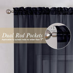 Black Sheer Curtains 120 Inches Long 2 Panels, Balance Light & Privacy Voile - Image 4