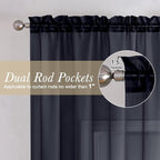 Black Sheer Curtains 84 Inches Long 2 Panels, Balance Light & Privacy Bedroom - Image 4