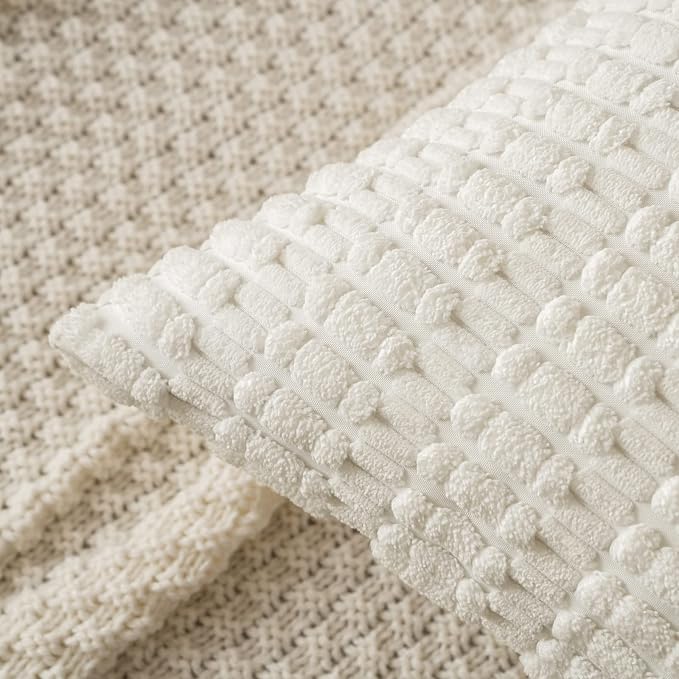 MIULEE Euro Sham Corduroy Decorative Throw Pillow Covers 24x24 Pure White | - Image 8