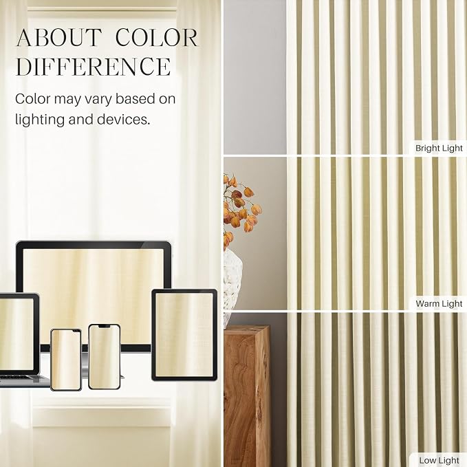 Pinch Pleated Linen Curtains 100% Blackout 108 Inches Long - Image 7
