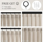 Topfinel 96 Inches Long Pinch Pleated Semi Sheer Curtains, Oatmeal Linen - Image 2