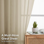Taupe Sheer Curtains 96 Inches Long 2 Panels - Image 2