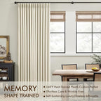 MIULEE Cream Pinch Pleated 100% Blackout Linen Curtains 40x63 Inches | Room - Image 3