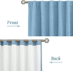 Blue 100% Blackout Linen Curtains 84 Inch - Image 8