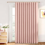INOVADAY Linen Textured 100% Blackout Sliding Door Curtains 102x108 | Blush Pink by INOVADAY
