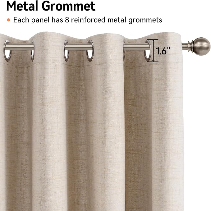 100% Blackout Linen Textured Curtains 80 Inch Long, Oatmeal | 100% Blackout - Image 6