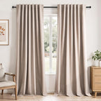 102 inch long Linen blackout curtains by Topfinel