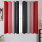 Red and Black Ombre Blackout Bedroom Curtains 45 Inch Long | Room Darkening - Image 2