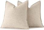 MIULEE Decorative Linen Euro Sham Pillow Covers 28x28 Inch Natural Beige | Boho - Image 6