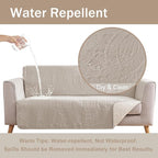 Quilted Beige Grand Sofa Couch Covers, Soft Cozy Couch Protector - Image 3