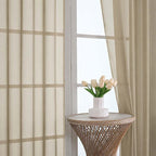 Taupe Sheer Curtains 72 Inches Long 2 Panels Set, Light Filtering Sheer Curtains - Image 3