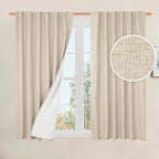 40 Inch Length 100% Blackout Linen Window Curtains by LAMIT