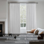 Pinch Pleated Linen White Blackout Curtains 95 Inches Long - Image 2