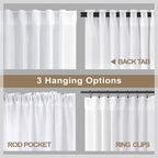 Pitalk 60 Inch Wide Curtains for Living Room 2 Panels Back Tab Pocket Drape - Image 5