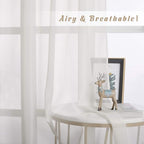 NICETOWN Patio Door Sheer Curtains 96 inch Length, Ring Top Voile Textured Airy - Image 2