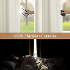 Ivory 100% Blackout Linen Curtains 72 Inches - Image 3