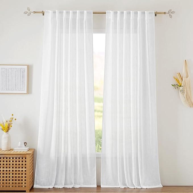 RYB HOME White Sheer Curtains for Living Room Patio Glass Door, W52 x L95 | by RYBHOME