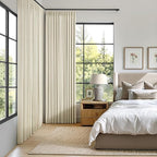 MIULEE Cream Pinch Pleated 100% Blackout Linen Curtains 40x63 Inches | Room - Image 2