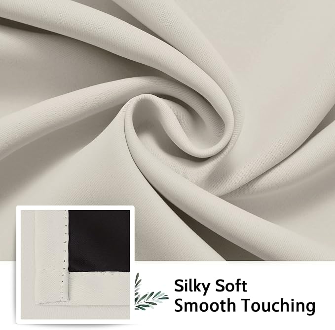 SimpleHome Cream 100% Blackout Curtains Room Darkening Living Room 72 Inch | - Image 7