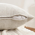MIULEE Soft Decorative Chenille Pillow Covers Cream 18x18 Pack of 4 | Modern - Image 7
