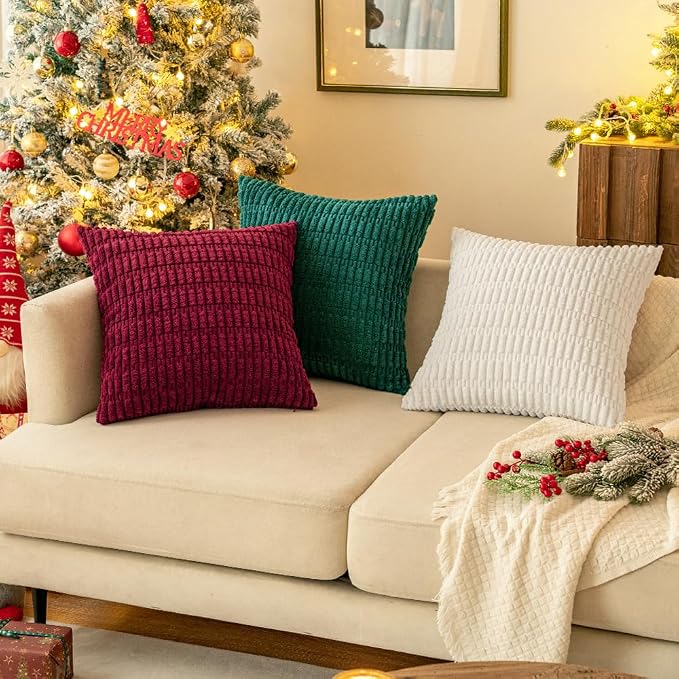 MIULEE Euro Sham Corduroy Decorative Throw Pillow Covers 24x24 Pure White | - Image 11