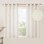 Natural Linen Semi Sheer Curtains 45 Inch Length, Light Filtering Short Linen - Image 2