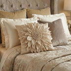 Beige Taupe Accent Flower Decorative Throw Pillow Covers - Image 5