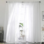 White Sheer Curtains 120 Inches Long 2 Panels Set, Airy Lightweight Sheer White by OWENIE