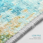 Ompaa Living Room Rug 6x9 Teal Blue Area Rug Machine Washable Boho Rug Non Slip - Image 7