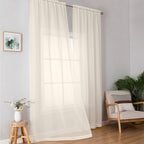 Simplebrand Cream Sheer Curtains 84 Inches Long 2 Panels, Light Filtering Rod - Image 2