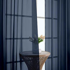 Chyhomenyc Navy Blue Sheer Curtains 84 Inches Long 2 Panels, Light Filtering - Image 9