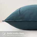 MIULEE Decorative Linen Euro Sham Pillow Covers 22x22 Inch Blue | Boho - Image 3