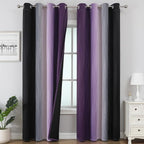 Black and Purple Ombre Blackout Curtains 96 Inch Length | Room Darkening by ESTELARTEXTILER