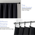 Simplebrand Ava Black Short 24 Inches Blackout Curtain 2 Panels Set, Half - Image 4