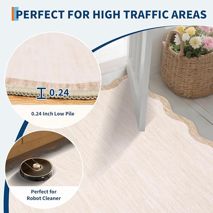 GarveeHome Scalloped Washable 10x13 Area Rug - Image 6