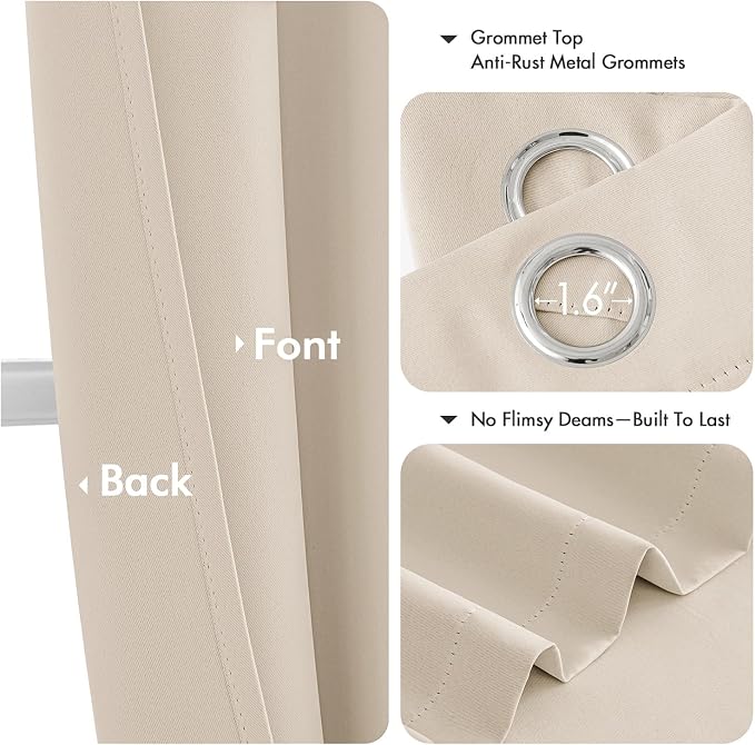 MIULEE Blackout Curtains for Bedroom 2 Panels 40 x 45 Inch Long Champagne | - Image 4