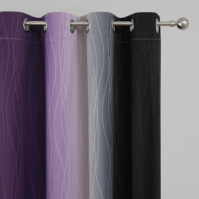 Black and Purple Ombre Blackout Curtains 96 Inch Length | Room Darkening - Image 4