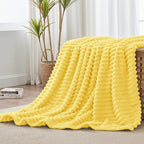 BEDELITE Striped Fleece Throw Blanket, Custard Yellow, Soft Cozy, Lightweight - Image 8