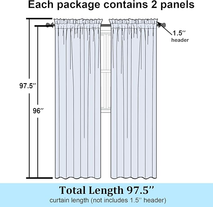 Simplebrand Hunter Green Sheer Curtains 96 Inches Long 2 Panels, Light - Image 7