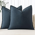 MIULEE Decorative Linen Pillow Covers 20x20 Inch Deep Blue | Boho Farmhouse​ by MIULEE